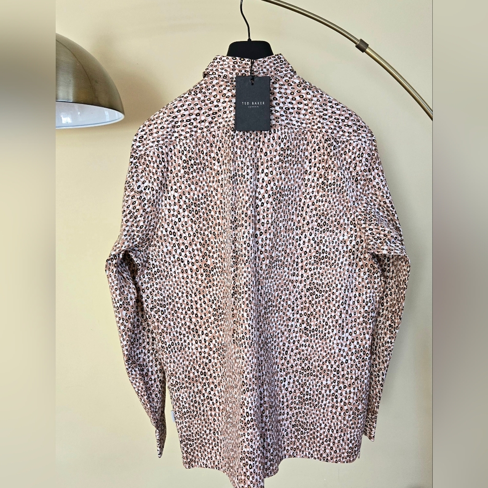 NWT TED BAKER London Multicolor Patterned Button-Down Shirt Size:4/L - Picture 2 of 13